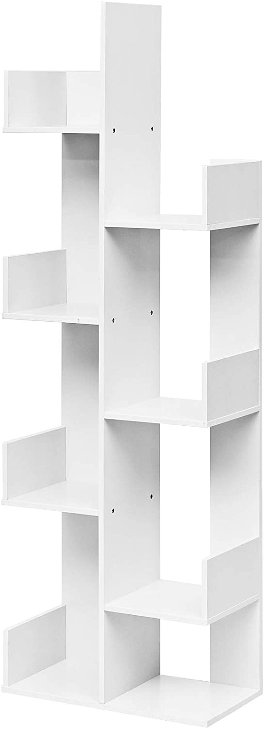 8-Tiers Floor Standing Tree Shaped Bookshelf-White