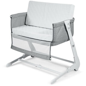 Baby Bedside with Washable Mattress and Breathable Mesh-Grey