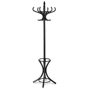Floor Standing Hat Coat Wood Hanger w/ Umbrella Rack Prestige-Black
