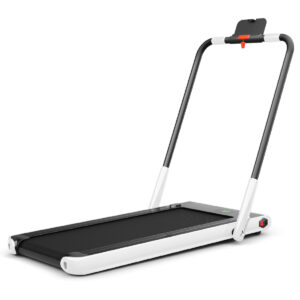 Folding Treadmill with LED Display Bluetooth Speaker-White