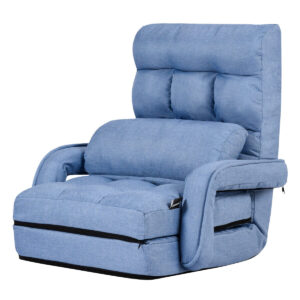 Adjustable Folding Floor Lazy Chair with Pillow-Blue