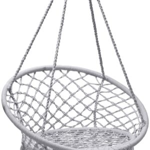 Hammock Swing Chair with Metal Rings (Stand not Included)-Grey