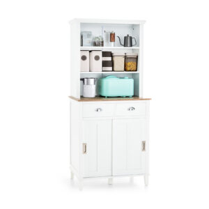 170 CM Freestanding Buffet with Hutch and Adjustable Shelves-White