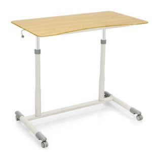 Height Adjustable Laptop Table with Wheels for Home and Office-Beige