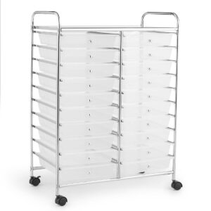 20 Drawers Storage Trolley with 4 Wheels for Beauty Salon-Transparent