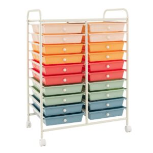 20 Drawers Storage Trolley with 4 Wheels for Beauty Salon-Colourful