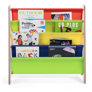 4 Tier Children Bookshelf Magazine Rack Organiser-Natural