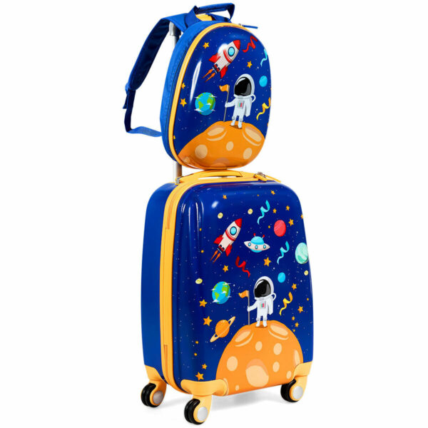 ABS Kids Backpack Luggage Set Children Suitcase Travel Schoo-Navy