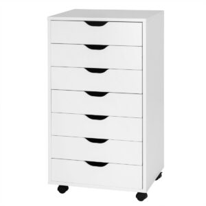 Mobile File Cabinet with 7 Drawer and wheels-White