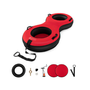 2-Person Inflatable Snow Tube for Adults Kids-Red