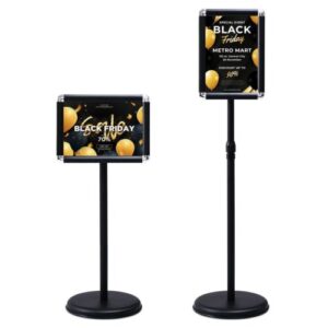 360 Degrees Rotatable A4 Poster Stand with Adjustable Height-Black
