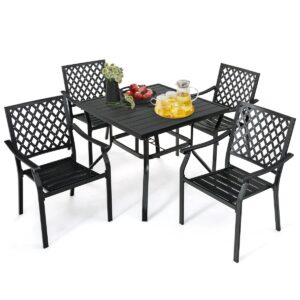 5 Pieces Metal Patio Dining Table Set for Poolside Deck Backyard