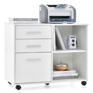 3-Drawer File Cabinet with Hanging Bars for Letter Size Documents-White