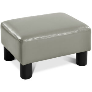 40 cm Rectangle PU Leather Small Footstool Ottoman-Grey