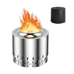 Stainless Steel Smokeless Fire Pit with Oxygen-enriched Fire Technology-Silver