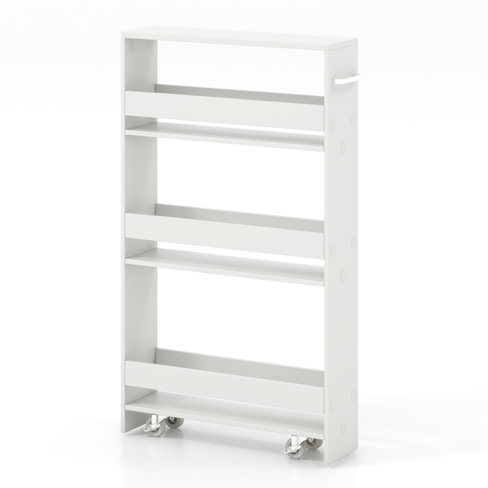 4-Tier Slim Storage Cart with Open Shelves-White