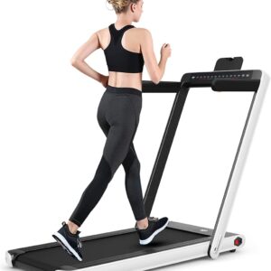 Folding Treadmill Electric 1-12KM/H with Bluetooth-White