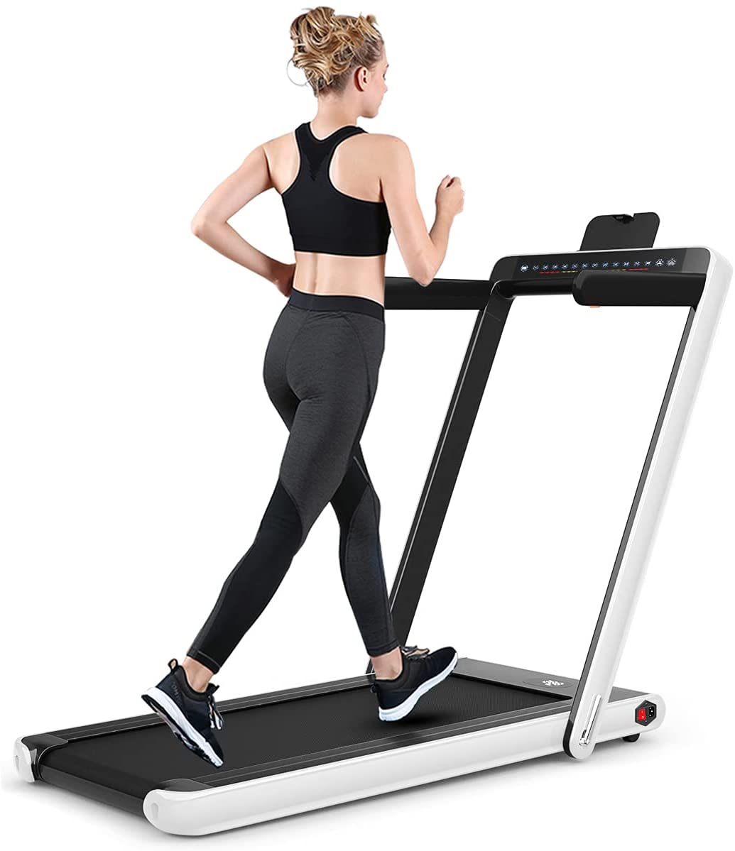 Folding Treadmill Electric 1-12KM/H with Bluetooth-White