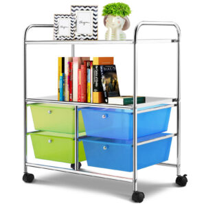 Utility Organiser Cart with 4 Plastic Drawers-Green