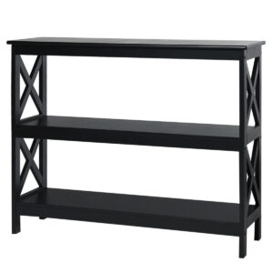 Industrial 3-Tier Console Table with Storage Shelf-Black