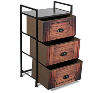 Storage Unit with 3 Fabric Drawers and Sturdy Steel Frame