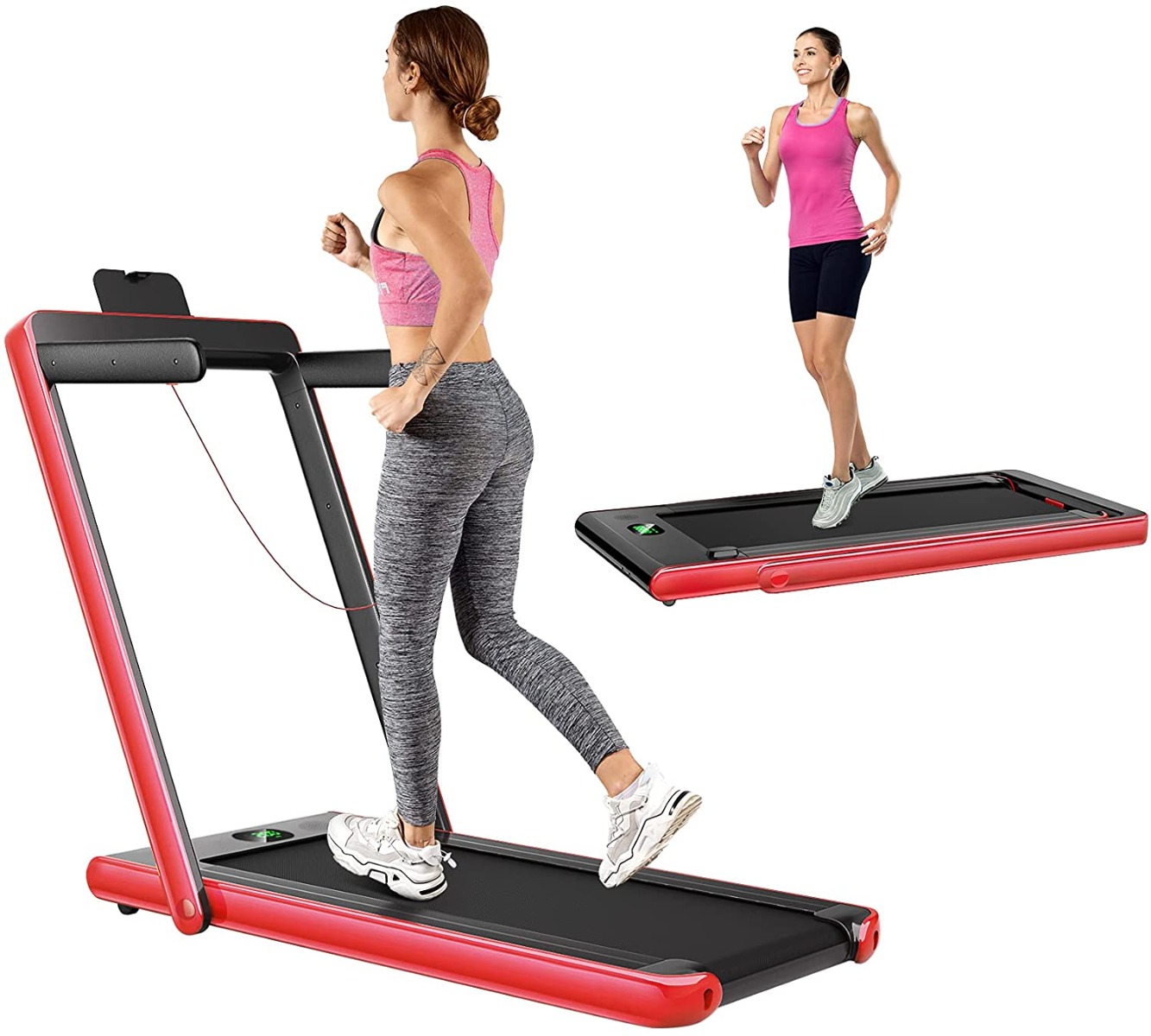 1-12Km/h Folding Bluetooth Electric Treadmill Motorized Portable Running Machine-Red