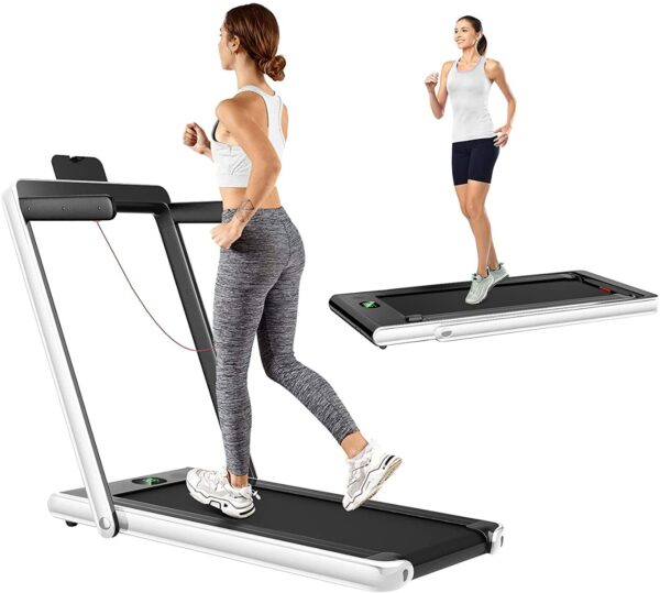 1-12Kph Folding Electric Treadmill with Bluetooth Capability-White