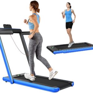1-12Km/h Folding Bluetooth Electric Treadmill Motorized Portable Running Machine-Blue