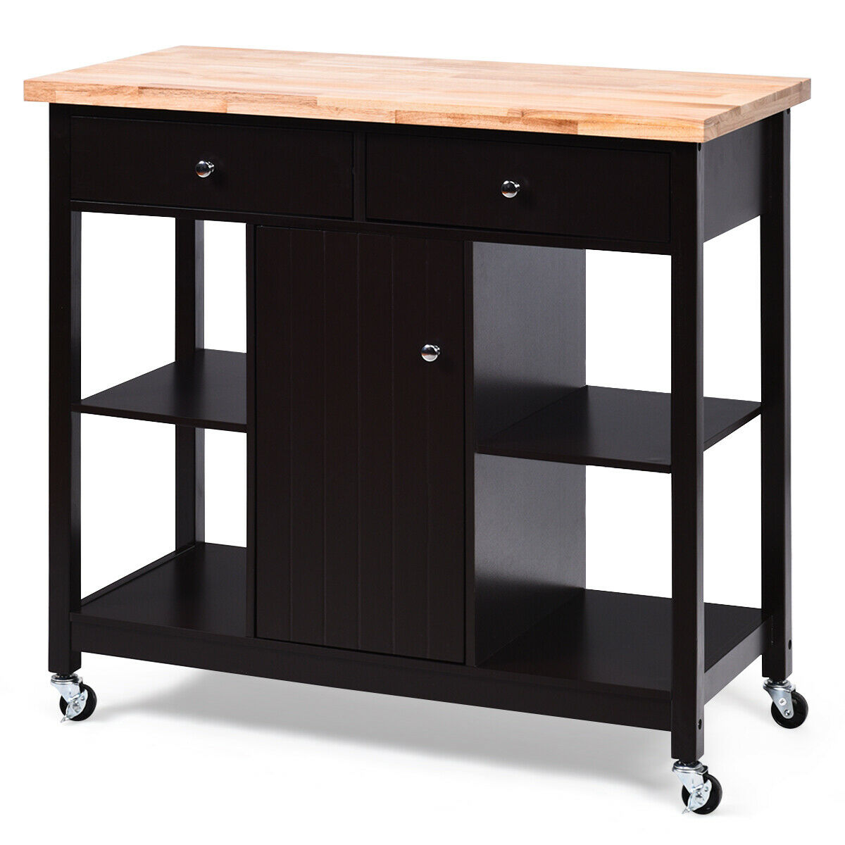 Kitchen Island Trolley with Drawers and Shelves-Brown