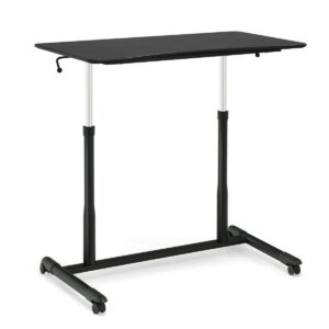 Height Adjustable Laptop Table with Wheels for Home and Office-Black