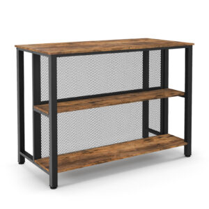 93cm Tall Bar Table with Storage with Open Shelves-Rustic Brown