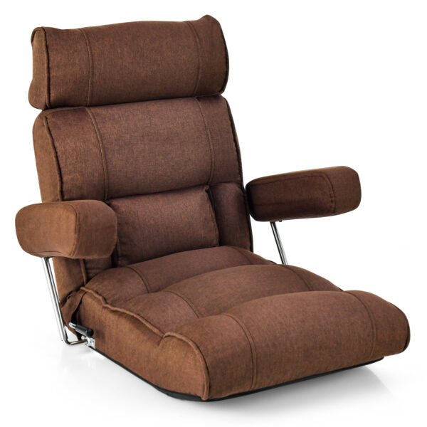 Ergonomic Sofa Lounger Chair with Stepless Adjustment Back-Brown