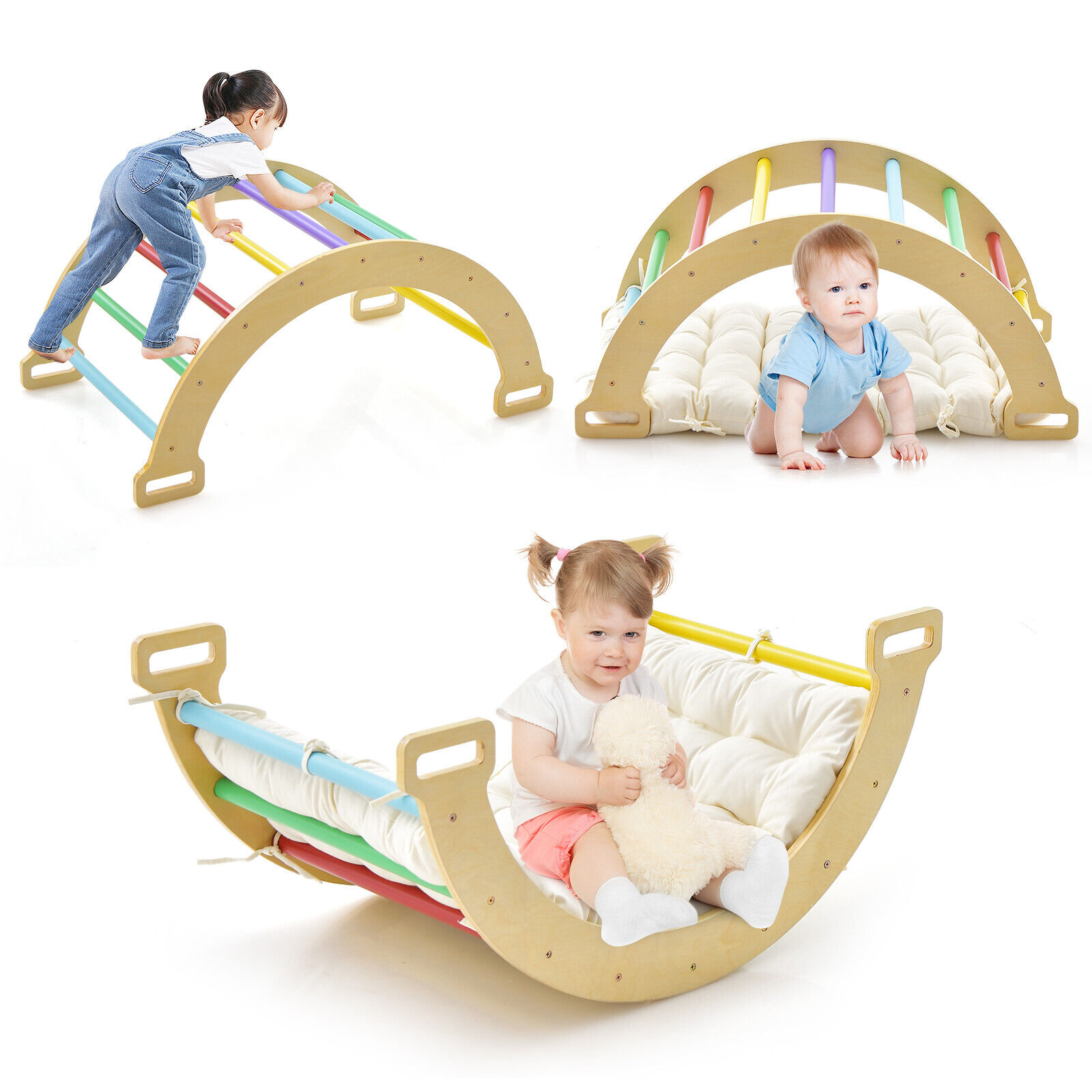 2-in-1 Arch Rocker with Soft Cushion-Colourful