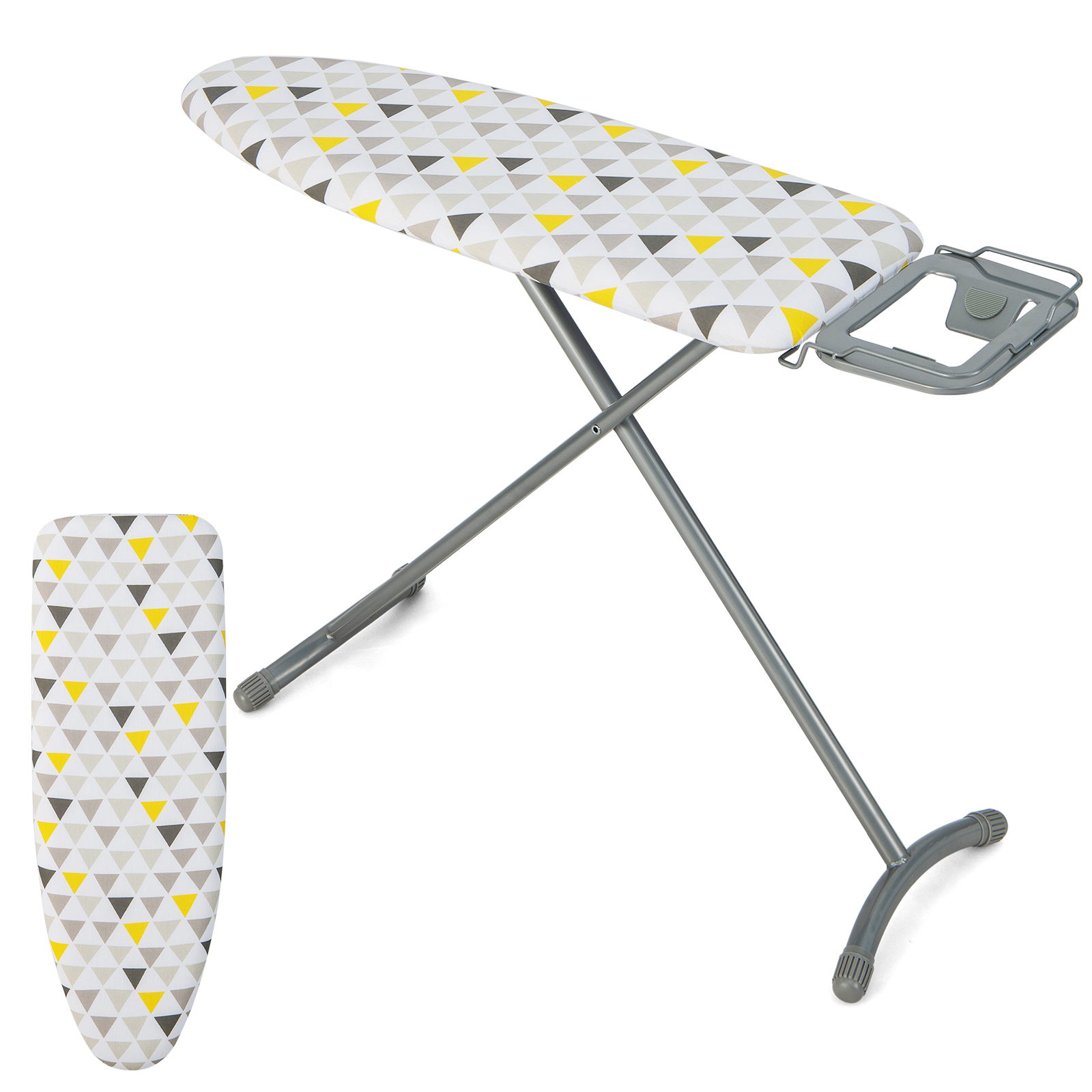 Foldable Ironing Board with Iron Rest Extra Cotton Cover-White