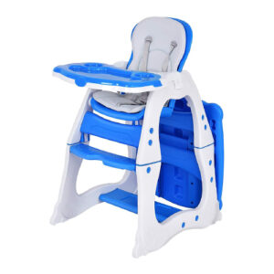 Convertible Baby High Chair with 5 Point Harness and Adjustable Feeding Tray-Blue