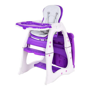 Convertible Baby High Chair with 5 Point Harness and Adjustable Feeding Tray-Purple