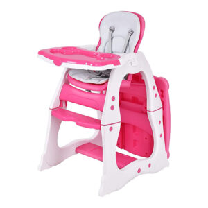Convertible Baby High Chair with 5 Point Harness and Adjustable Feeding Tray-Red