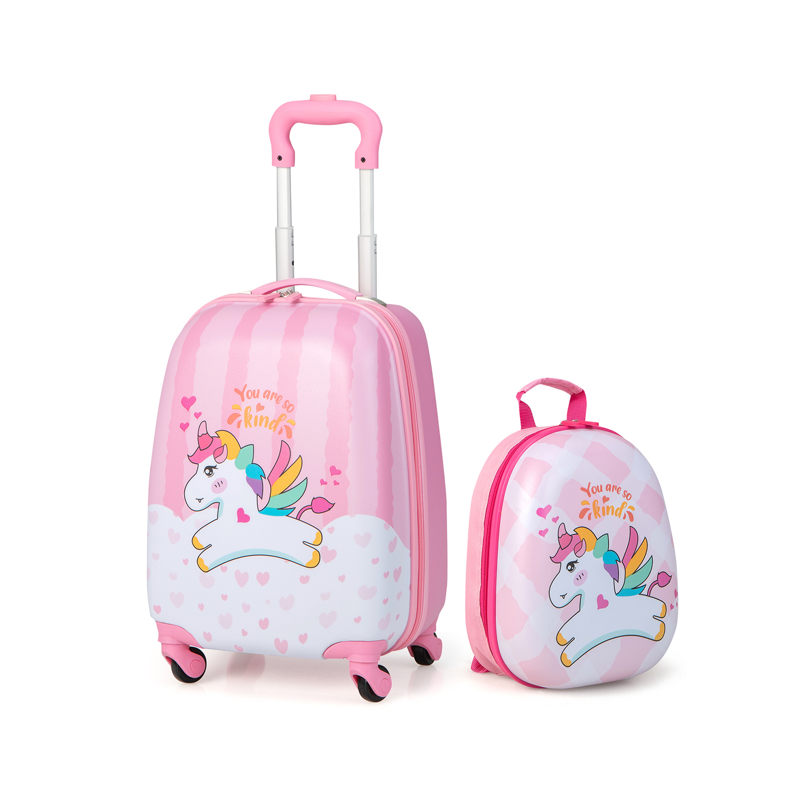 2 Piece Kids Luggage Set with Spinner Wheels and Lightweight Design-Pink
