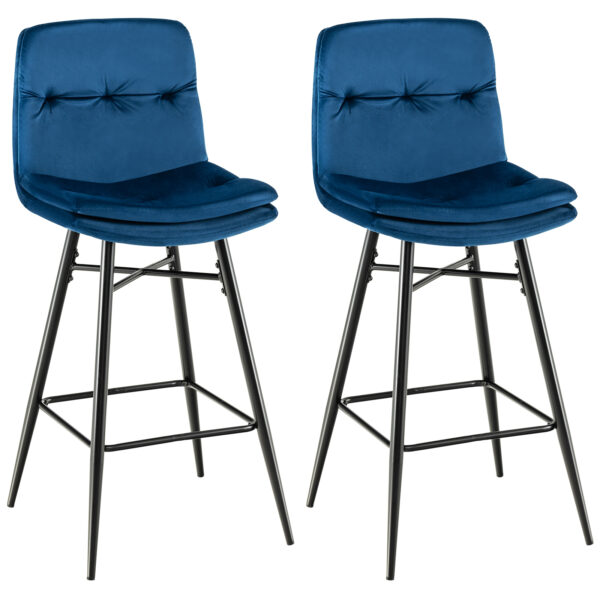 Bar Stools Set of 2 with Tufted Back