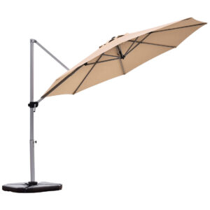 3.3m Patio Cantilever Umbrella with Tilting Adjustment and Cross base-Beige