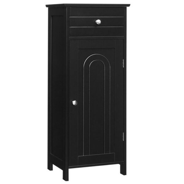 1-Door Freestanding Bathroom Storage Cabinet with Drawer and Adjustable Shelves-Black