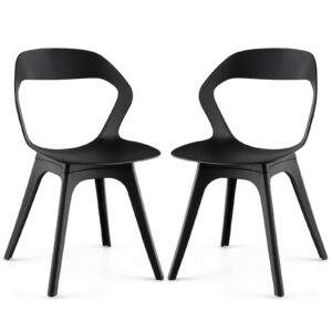 2 Pieces Modern Kitchen Dining Chair Set-Black