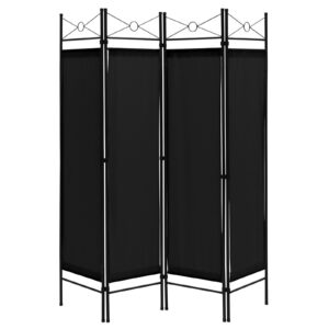 6 Feet 4-Panel Light Weight Room Divider with Polyester Cloth-Black