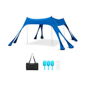 3 x 3M Portable Beach Sunshade Canopy with 8 Sandbags and Carry Bag-Blue