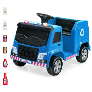 12V Kids Ride-on Garbage Truck with Warning Lights-Blue