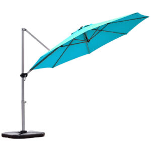 3.3m Patio Cantilever Umbrella with Tilting Adjustment and Cross base-Blue