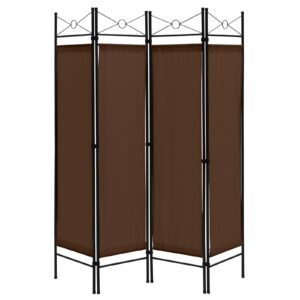 6 Feet 4-Panel Light Weight Room Divider with Polyester Cloth-Brown