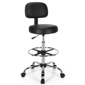 Ergonomic Drafting Chair with Backrest and Adjustable Footrest