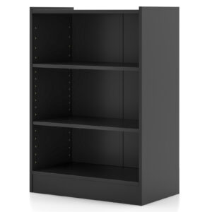 3-Tier Floor Standing Open Bookshelf with Anti-toppling Device-Black