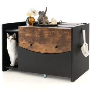 Cat Litter Box Enclosure with Pull-out Drawer